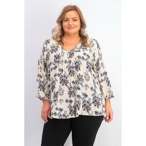 NWT Fun2Fun Women's Plus Size 2X Maley Pleated Floral Blouse Top Stitch Fix